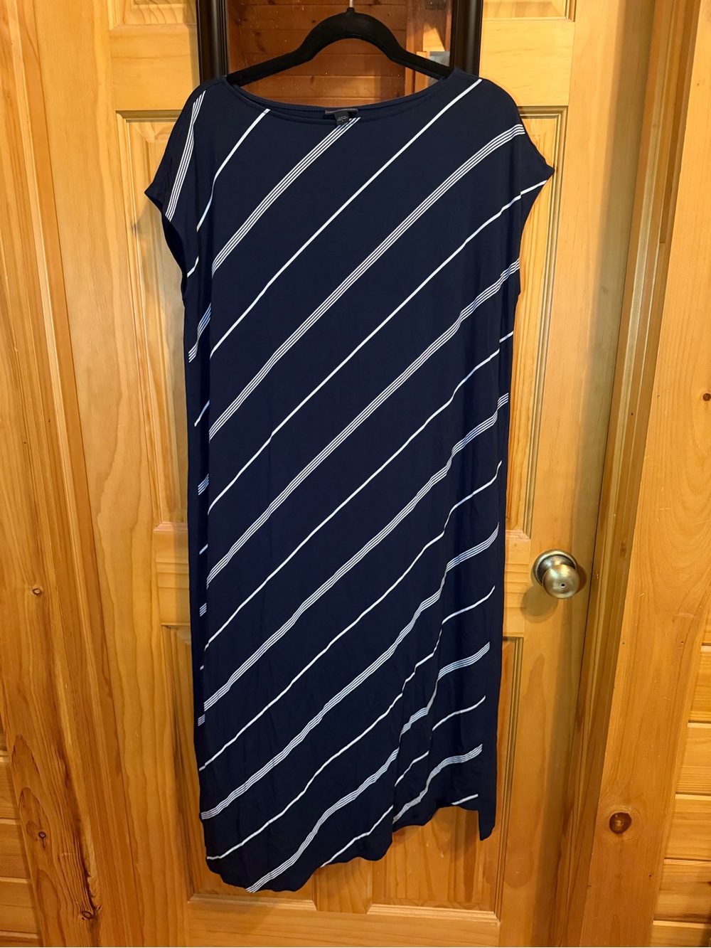 J. Jill Navy and White Diagonal Stripe Midi Dress